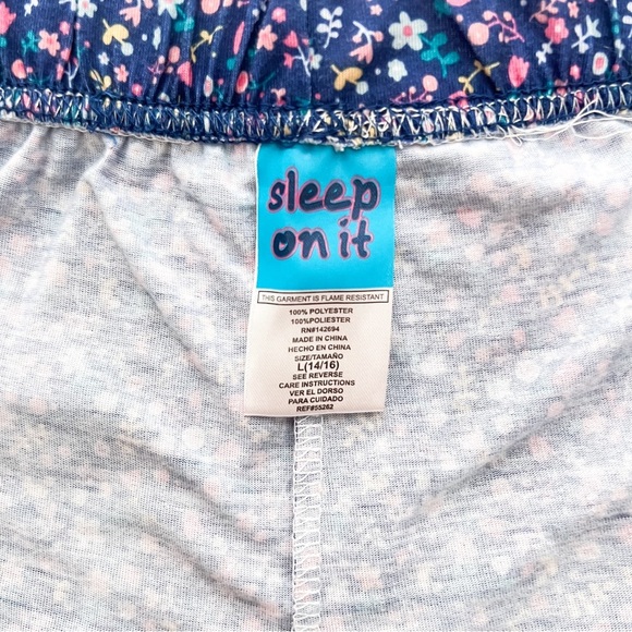 Sleep On It Girls Unicorn Floral 2-Piece Pajama Shorts Sleep Set, L (14/16) - Picture 5 of 10